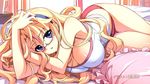  artist_request bed blonde_hair blue_eyes freezing freezing_(series) freezing_vibration glasses kim_so-hee long_hair lying panties satellizer_el_bridget underwear 