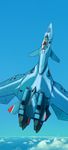  airplane canards canopy cloud cockpit day energy_cannon flying helmet inui_(jt1116) jet macross macross_the_ride mecha no_humans pilot pilot_suit pugachev_maneuver science_fiction variable_fighter vf-11 