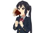  black_hair brown_eyes k-on! long_hair nakano_azusa pocky seifuku twintails watanore white 