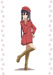  black_hair boots brown_eyes hat k-on! knee_boots long_hair nakano_azusa oku_no_shi solo twintails 