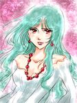  dress earrings final_fantasy final_fantasy_iv final_fantasy_iv_the_after green_hair jewelry long_hair maenad necklace red_eyes sketch solo wavy_hair yukki_(rffcq251) 