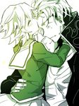  bad_id bad_pixiv_id blush danganronpa danganronpa_1 fujisaki_chihiro hug kiss monochrome multiple_boys oowada_mondo otoko_no_ko roco617 smile 