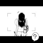  ? aragaki_ayase from_behind greyscale letterboxed long_hair monochrome ore_no_imouto_ga_konna_ni_kawaii_wake_ga_nai simple_background skirt solo viewfinder watarai_keiji white_background 