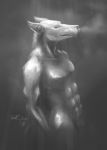  2018 anthro atmospheric breath canine cold digital_media_(artwork) invalid_tag looking_up male mammal monochrome multi_nipple muscular nipples nude skogi solo standing whiskers 