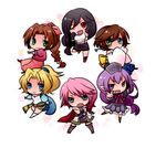  6+girls 6girls aerith_gainsborough black_hair blonde_hair boots breasts brown_hair chibi collarbone company_connection crossover dissidia_012_final_fantasy dissidia_final_fantasy final_fantasy final_fantasy_vi final_fantasy_vii final_fantasy_x final_fantasy_xi final_fantasy_xiii gloves hands_on_hips happy hips large_breasts legs lightning_farron long_hair midriff multiple_girls pink_hair prishe purple_hair short_hair skirt smile square_enix suspenders tifa_lockhart tina_branford yuna 