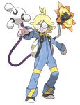  1boy ahoge blonde_hair citron_(pokemon) clemont formal glasses gym_leader highres nintendo official_art opaque_glasses pokemon pokemon_(game) pokemon_xy shoes solo suit 