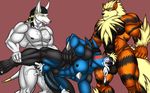  anal anal_penetration anthro arcanine biceps canine cum cum_while_penetrated erection fellatio gay giant_muscles hands-free hyper interspecies lucario male mammal muscles nintendo oral oral_penetration oral_sex orgasm pecs penetration penis pok&#233;mon pok&eacute;mon pose sex video_games 