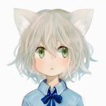  1girl animal_ears animated animated_gif blink blinking cat_ears eyes_closed green_eyes looking_away lowres mari_(marixrian) profile short_hair silver_hair simple_background solo source_request white_background white_hair 