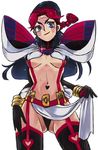  black_hair blue_eyes braid breasts facial_mark genderswap genderswap_(mtf) jojo_no_kimyou_na_bouken kamui_(kill_la_kill) kill_la_kill m516 medium_breasts multicolored_hair pelvic_curtain red_hair solo terence_trent_d'arby thighhighs two-tone_hair underboob 