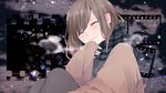  bad_id bad_pixiv_id breath brown_hair closed_eyes highres original pantyhose sakuragi_yuzuki scarf sitting smile solo 