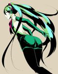  ass back green_eyes green_hair hatsune_miku headset long_hair pantyhose solo solopipb twintails very_long_hair vocaloid 