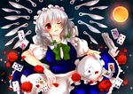  flowers gloves gray_hair izayoi_sakuya maid mochinya21 petals red_eyes rose short_hair touhou 