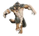  anthro armband balls biceps big_muscles black_fur black_nose black_pawpads blue_background brown_fur canine claws ear_piercing fangs fur growling looking_at_viewer male mammal muscles necklace nude open_mouth orange_eyes pawpads paws pecs penis piercing plain_background pose presenting scar sheath solo tan_fur teeth toe_claws toned tongue were werewolf wolf 
