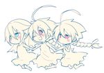  ahoge bad_id bad_pixiv_id blazblue blue_eyes eyepatch kuro_yuzu lambda-11 mu-12 multiple_girls nu-13 red_eyes 