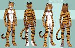  &lt;3 balls black_fur breasts brown_hair butt collar feline female fur green_eyes hair jailbird male mammal model_sheet no_nipples nude orange_fur pussy sheath smile standing stripes tiger 