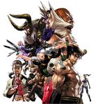  6+boys :o alisa_boskonovich anna_williams armpits baek_doo_san bald beard breasts bryan_fury cowboy_shot craig_marduk demon facial_hair fighting fighting_stance horns hwoarang_(tekken) junny kazama_jin ling_xiaoyu medium_breasts mishima_jinpachi multiple_boys multiple_girls muscle nina_williams nipples old_man open_mouth panda panda_(tekken) red_eyes ribbon school_uniform serafuku shirtless simple_background source_request tattoo tekken tekken_tag_tournament_2 true_ogre unknown_(tekken) white_background 