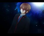  brown_hair little_busters! male_focus miyoshi_yun natsume_kyousuke necktie red_eyes school_uniform short_hair 