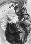  canine equine green_eyes horse male mammal scott_visnjic sword warrior warrior_pose weapon wolf yisui 