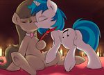  black_hair blue_fur cutie_mark equine female feral friendship_is_magic fur grey_fur hair hindpaw horn horse kissing leash lesbian mammal my_little_pony octavia_(mlp) paws ponegranate pony pussy rubbing unicorn vinyl_scratch_(mlp) white_fur 