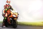  biker biker_uniform black_nose canine fox motorbike motorcycle solo 