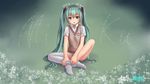  artist_name bad_id bad_pixiv_id character_name green_eyes green_hair hatsune_miku highres long_hair panties reki_(lichk) sitting solo striped striped_panties thighhighs twintails underwear very_long_hair vocaloid 