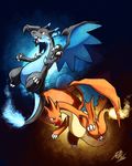  black_dragon blue_eyes blue_fire charizard claws fire horn male mega_charizard mega_charizard_x mega_charizard_y mega_evolution nintendo pok&#233;ball pok&#233;mon pok&eacute;ball pok&eacute;mon red_eyes rikuaoshi unknown_artist video_games wings 