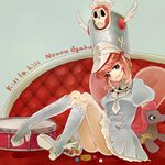  character_name chewing_gum copyright_name drum hat instrument jakuzure_nonon kill_la_kill p_e_c_o_r_a pink_eyes pink_hair pony shako_cap shoes sidelocks smile solo winged_hat winged_shoes wings 