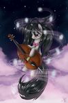  bow_(stringed_instrument) bow_tie cello cutie_mark equine female feral friendship_is_magic fur grey_fur hair horse jaaaaaaaz_(artist) long_hair mammal music musical_instrument musical_note my_little_pony octavia_(mlp) pony purple_eyes sky smile solo 