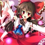  bow brown_hair detached_sleeves gohei hair_bow hair_tubes hakurei_reimu haraegushi kururu_(koisi122) long_hair oonusa red_eyes solo touhou 