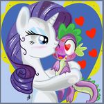  absurd_res blue_eyes blush dragon equine female feral friendship_is_magic fur hair hi_res horn horse kissing lebrestadrubil lipstick long_hair makeup male mammal my_little_pony one_eye_closed open_mouth pony purple_hair rarity_(mlp) smile spike_(mlp) tongue unicorn white_fur wink 