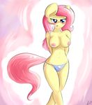  anthro anthrofied blue_eyes blush breasts equine female fluttershy_(mlp) friendship_is_magic fur hair half-closed_eyes horse mammal my_little_pony nipples panties pink_hair poneplot pony solo tongue topless underwear yellow_fur 