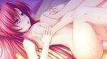  1girl asami_asami bed breast_grab breasts censored game_cg grabbing large_breasts long_hair nude purple_eyes re:birth_colony red_hair rindou_ruri_(re:birth_colony) sex vaginal 