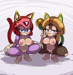  big_breasts blue_eyes blush breasts brown_fur feline female francine_manx fur looking_at_viewer mammal nipples polly_esther purple_eyes purple_fur pussy samurai_pizza_cats sssonic2 thick_thighs 