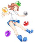  :o arle_nadja bare_legs blob blue_skirt brown_hair flat_chest full_body half_updo highres madou_monogatari orange_eyes panties pantyshot puyo_(puyopuyo) puyopuyo see-through shirt shoes short_hair skirt underwear white_background white_panties wolfdale 