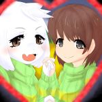  ambiguous_gender anthro asriel_dreemurr boss_monster caprine chara_(undertale) child clothed clothing cub duo foxwhitenorth fur hand_holding long_ears looking_at_viewer mammal smile undertale video_games white_fur young 