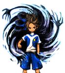  bad_id bad_pixiv_id brown_eyes brown_hair earth_eleven inazuma_eleven_(series) inazuma_eleven_go inazuma_eleven_go_galaxy lightning_bolt looking_at_viewer male_focus matatagi_hayato meily smile soccer_uniform solo sportswear standing white_background 