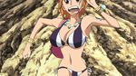  1girl animated animated_gif bikini bikini_top black_eyes_eyes bouncing_breasts breasts brown_eyes female jewelry lowres nami nami_(one_piece) one_piece one_piece:_strong_world orange_hair short_hair solo swimsuit tattoo 