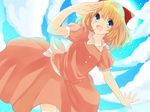  1o_(ichio) blonde_hair blue_eyes mother_(game) mother_2 paula_(mother_2) ribbon sky smile solo 