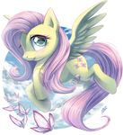  butterfly cutie_mark draggincat equine feathers female feral fluttershy_(mlp) flying friendship_is_magic hair horse insect long_hair mammal my_little_pony pegasus pony signature smile solo wings 
