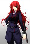  bad_id bad_pixiv_id baton eyepatch kichihachi long_hair looking_at_viewer maji_de_watashi_ni_koi_shinasai! margit_eberbach red_eyes red_hair solo standing uniform 