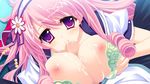  16:9 1girl blush bra breasts censored game_cg hasegawa_yukino iinazuke_wa_imouto-sama! long_hair paizuri penis pink_hair purple_eyes underwear usami_haruka_(iinazuke_wa_imouto-sama!) 