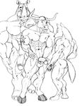  back balls biceps big big_muscles big_penis bovine butt canine cattle claws ear_piercing enzi eyewear fur gay glasses group hair half-erect hooves horn humanoid_penis interspecies male mammal muscles nipples nude open_mouth pecs penis piercing plain_background pose presenting pubes rhinoceros sheath showing_off sketch standing sudonym tattoo teeth thick_penis toe_claws wolf 