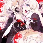  bad_id bad_pixiv_id blue_eyes danganronpa danganronpa_1 enoshima_junko long_hair lowres monokuma nakamura_(cahier) necktie pink_hair sleeves_rolled_up smile solo spoilers twintails 