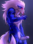  alternate_color anthro arcanine balls bgn biceps big_balls big_penis blood blue_fur canine erection fur hi_res male mammal nintendo penis pok&#233;mon pok&eacute;mon pubes red_eyes shiny_pokemon solo video_games white_fur 