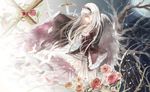  flowers gray_hair headband long_hair petals red_eyes rose rozen_maiden suigintou sword ty-papapa weapon wings 