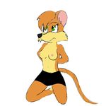  breasts female green_eyes mammal perfecto_prep plain_background rat rhubella_rat rodent skirt tiny_toon_adventures topless warner_brothers white_background 