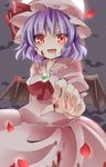  bat bat_wings blood blood_on_face bloody_clothes fang fingernails full_moon moon night open_mouth purple_hair red_eyes remilia_scarlet sharp_fingernails tamichan touhou wings 