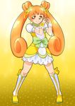  boots brown_eyes brown_hair choker clubs_hands cure_rosetta dokidoki!_precure double_bun flower green_choker hair_flower hair_ornament jewelry long_hair magical_girl precure ribbon shift_(waage) smile solo twintails wrist_cuffs yotsuba_alice 