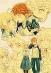  1girl ahoge apple_bird artoria_pendragon_(all) bad_id bad_pixiv_id blonde_hair couple emiya_shirou fate/stay_night fate_(series) hetero orange_hair saber 