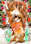  brown_eyes brown_fur clara_(artist) flower fur solo unknown_species 